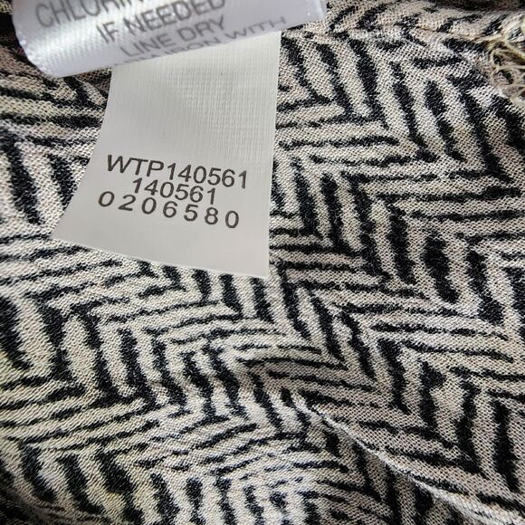 J Jill Womens Top Size XS Herringbone Button Tie Long Sleeve Black Tan V Neck - Picture 12 of 12